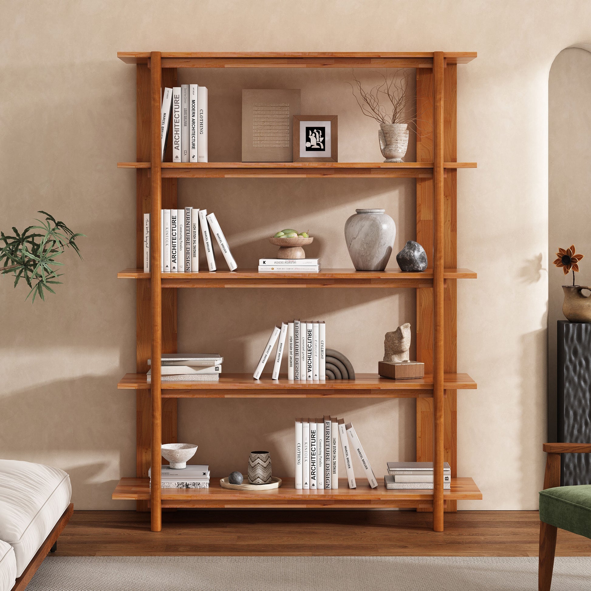 Christopher Knight Home Bookcase Open 4 Tier Wooden Acacia Oversized Teal Finish