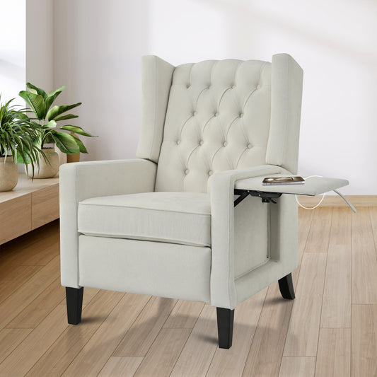 LOVMOR Manual Adjustable WingBack Recliner Chair with Foldable Side Table Modern Comfy PushBack Reclining Chairs for Living Room Office
