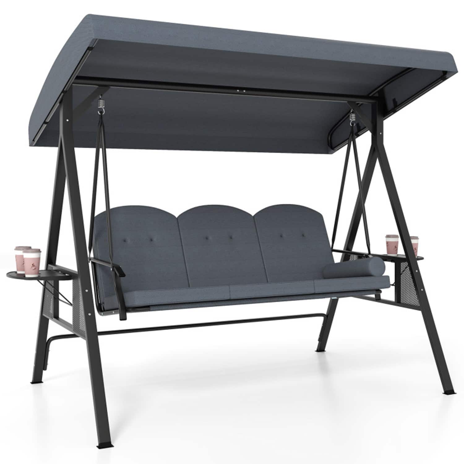 Mondawe 3 -person Gray Steel Outdoor Swing