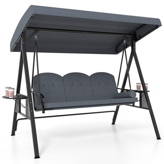Mondawe 3 -person Gray Steel Outdoor Swing