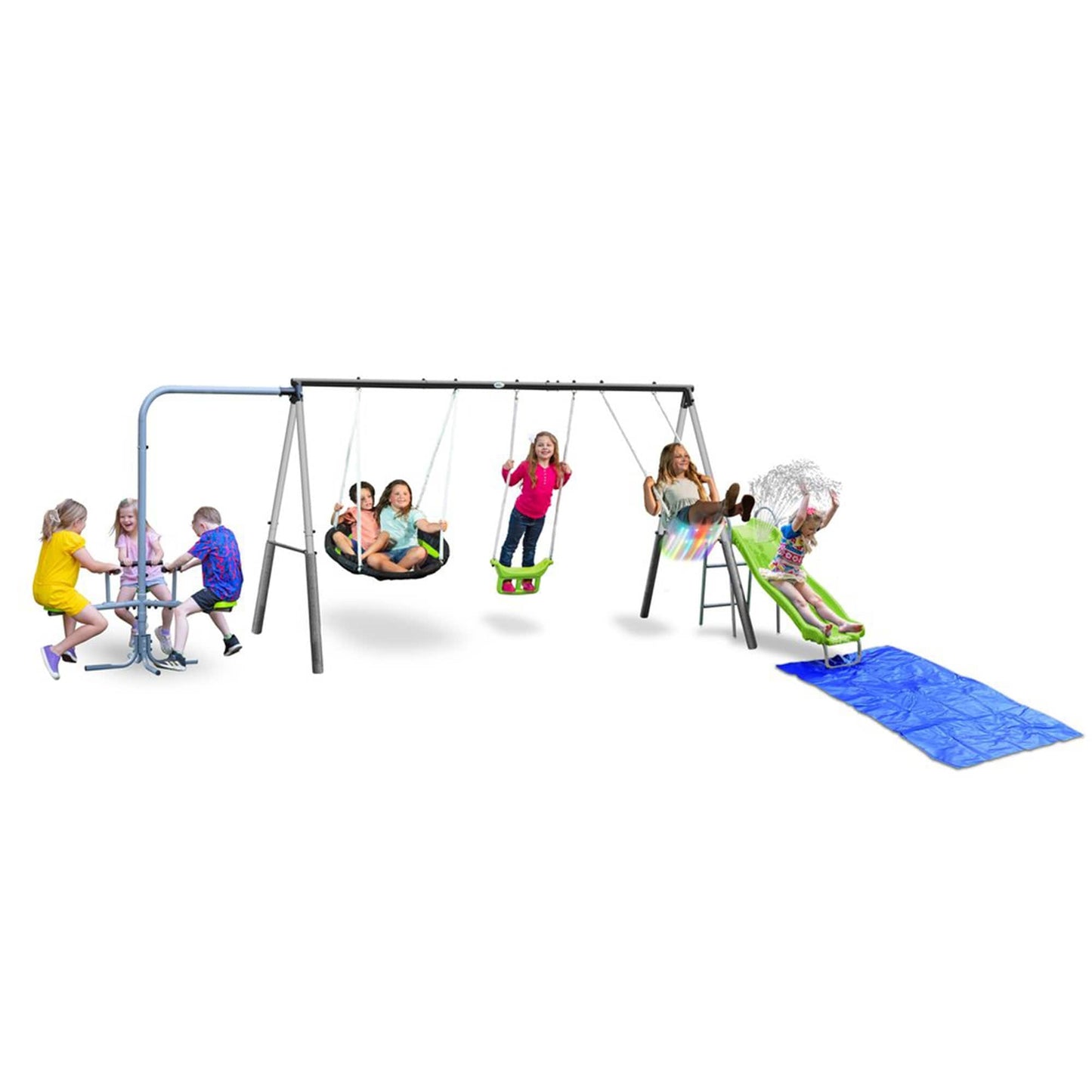 XDP Recreation  Playground Park with Water Slide and Triple Fun Go Round