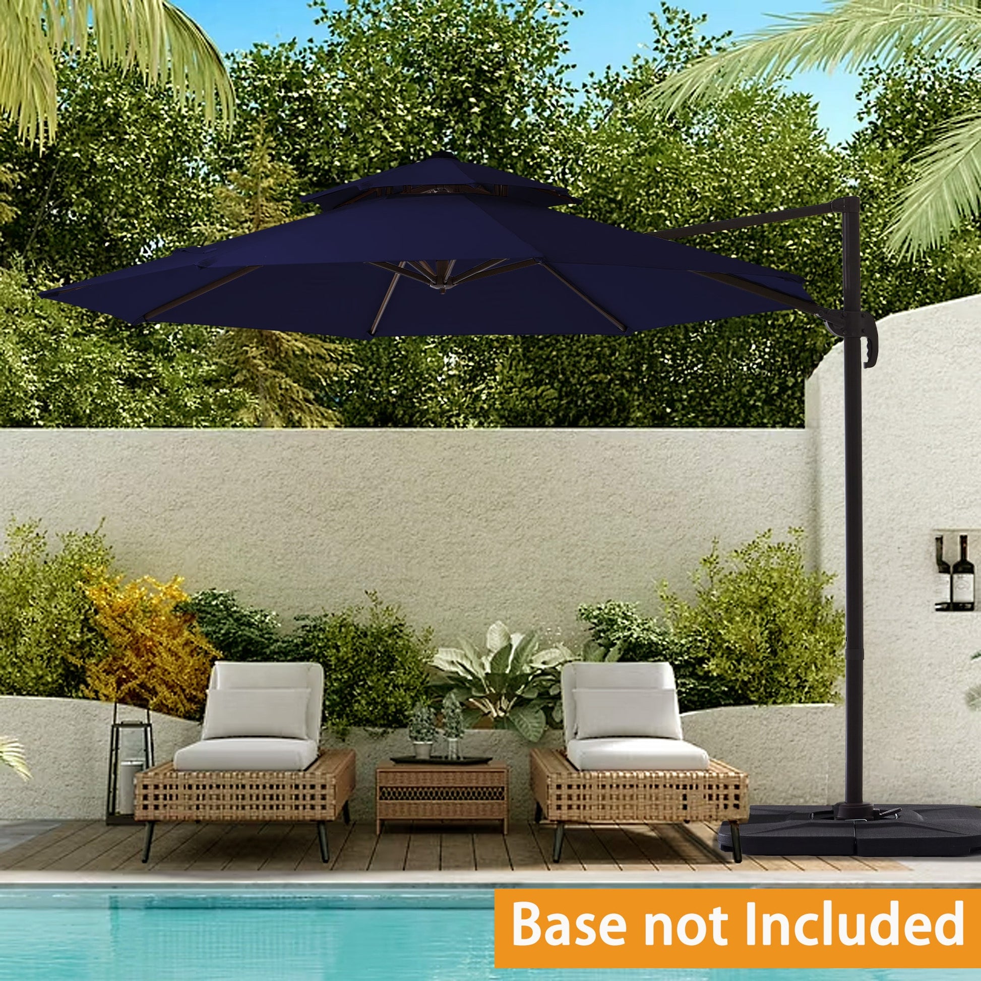 JEAREY 13-ft Aluminum Blue Crank Cantilever Patio Umbrella