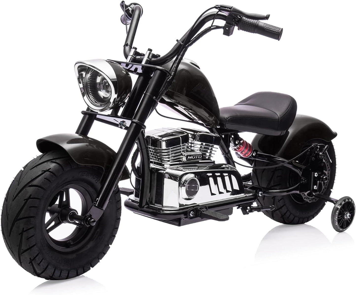 Qeetex 36V Electric Off-Road Motorcycle for Teens 350W Brushless Motor 16.5 MPH High-Speed Dirt Bike With Spring Suspension LED Lights Leather Seat and Max 176 Lbs Load Black