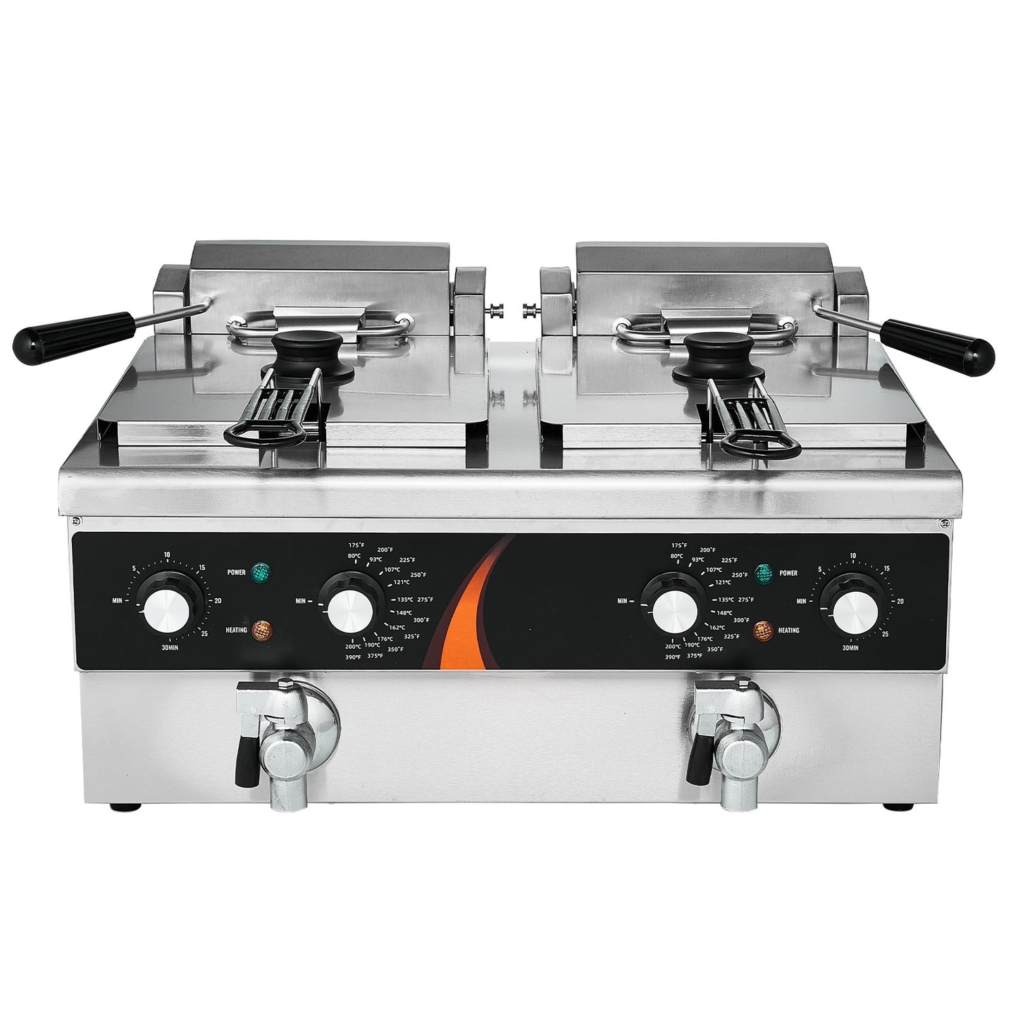 VEVOR Commercial Deep Fryer  Dual Tank 3500W Electric Countertop Fryer  2 x 9Qt / 8.5L Double Oil Fryer with 2 Baskets  1mm Thickened Stainless Steel  Time and Temp Control  for Kitchen Restaurant Use