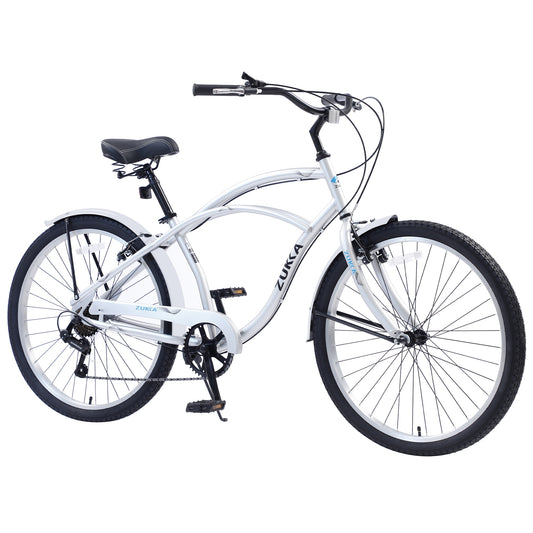 LOVMOR Men's 26 Inch Beach Cruiser Bike 7 Speed Multi Colors