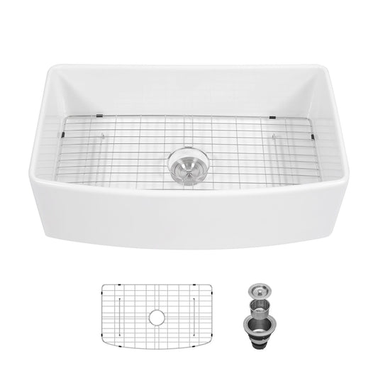 LIVIZA Ceramic Kitchen Sink Farmhouse apron front 33-in x 20-in Porcelain Single bowl Kitchen Sink