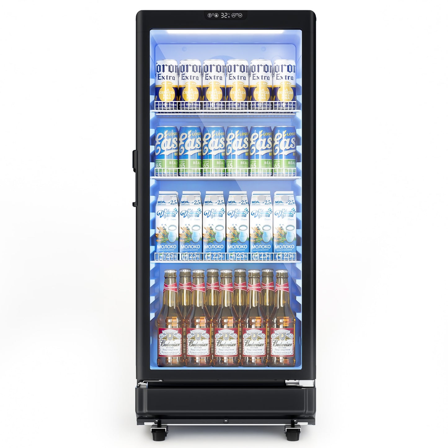 SIMZLIFE  6 Cu.Ft 170L 220 Cans Freestanding/Built-in Beverage Refrigerator in Black with LED Light/Safety Lock/3 Adjustable Racks