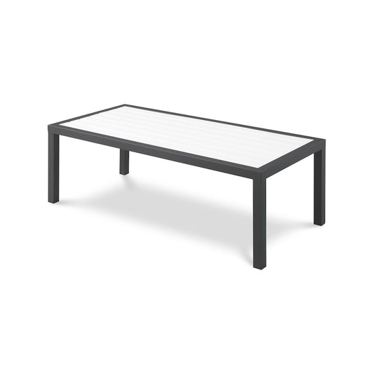 Meridian Nizuc White Wood Look Accent Paneling Outdoor Patio Aluminum Coffee Table