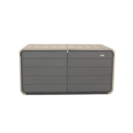 JUJABU Gray 260 Gallon Plastic Deck Box with Lock Wheels and Waterproof Lid for Outdoor