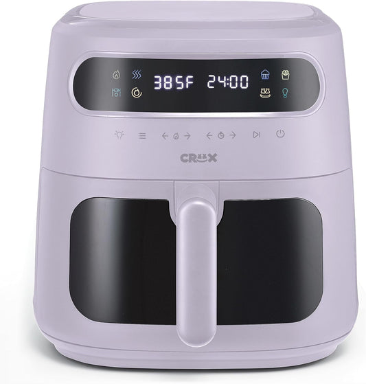 8.0 QT Digital Air Fryer with TurboCrisp Technology, Touchscreen Temperature Control, Timer, Auto Shut-Off, Programmable Settings, Includes Silicone Liner, Lavender