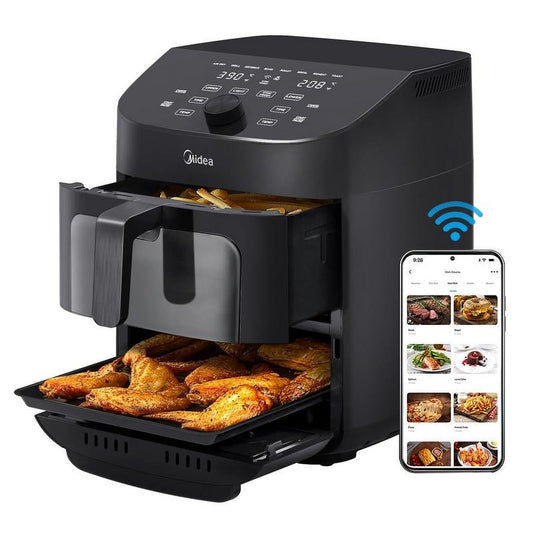 8-in-1 Dual Air Fryer with 11 Quart Capacity, 2 Independent Frying Baskets, Sync Finish & Wi-Fi Connectivity, 50+ App Recipes for Back to School Gift & Family-Sized Meals