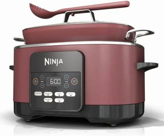8.5Qt Multicooker 8 in 1 Slow Cooker, Dutch Oven, Steam Bake Roast Sear Sauté Bread Maker Warmer, Glass Lid, Oven safe up to 500F, Nonstick