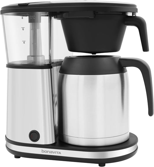 8 Cup Drip Coffee Maker Machine, One-Touch Pour Over, Auto Pause Brewing with Stainless Steel Double Wall Thermal Carafe, SCA Certified, Dishwasher Safe, BV1901TS