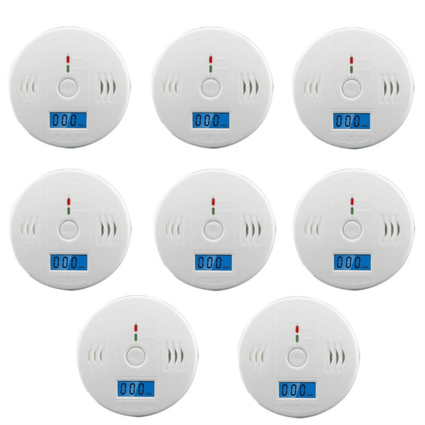 8 Pack LCD Display CO Carbon Monoxide Gas Detector Device Home Safety Alarm Detector