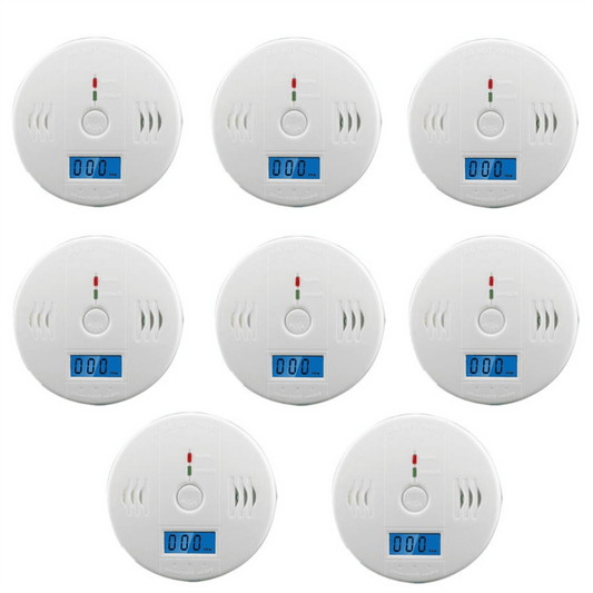 8 Pack LCD Display CO Carbon Monoxide Gas Detector Device Home Safety Alarm Detector