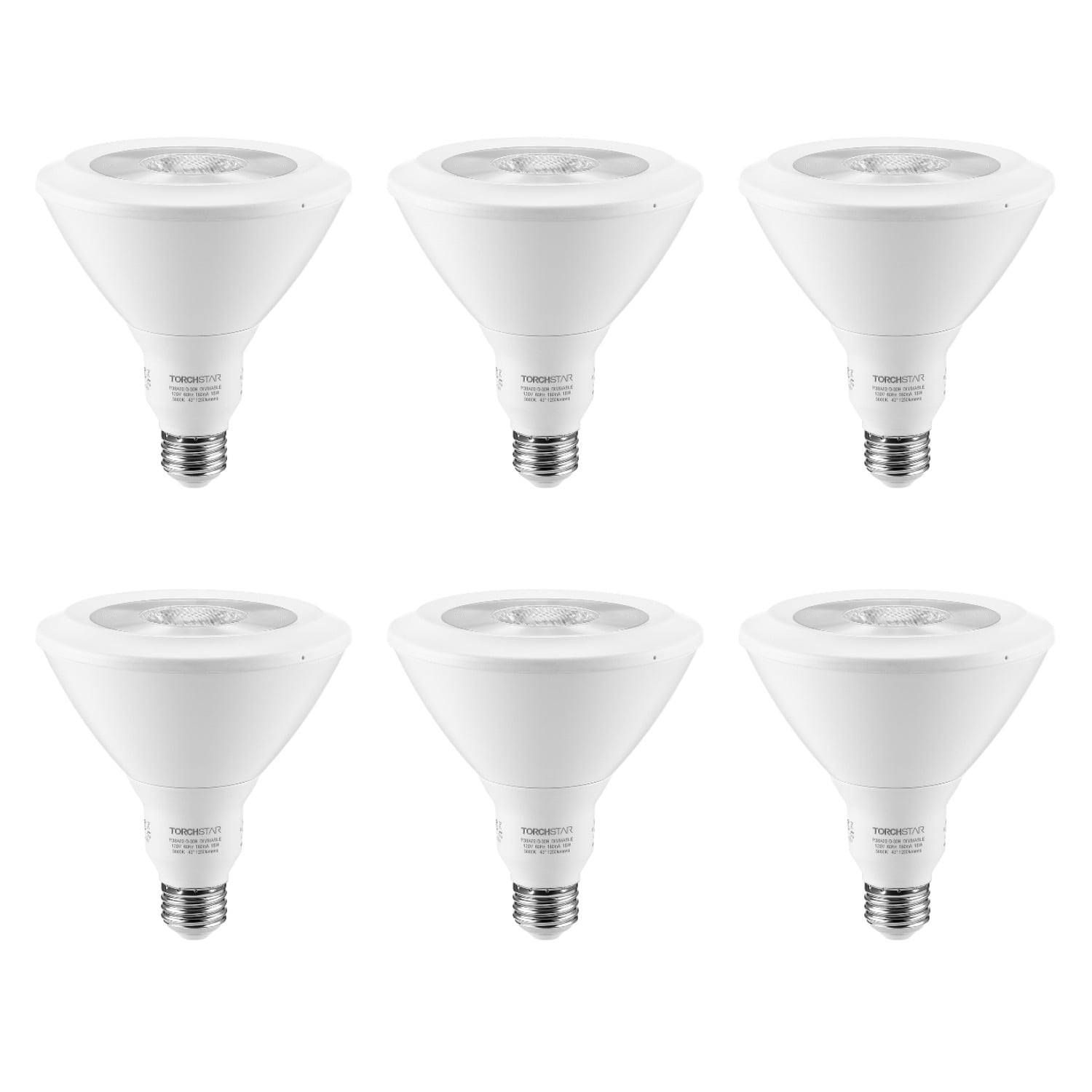 6 Pack 18W Dimmable PAR38 LED Bulb, 120W Eqv. UL Listed Spotlight, 3000K Warm White 1250LM