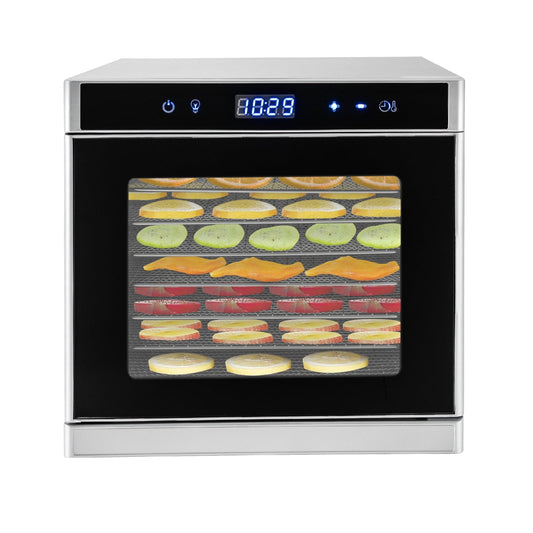 8 Trays Food Dehydrators Jerky Dryer for Vegetables Fruit ＆ Meat,Stainless Steel Dryer Machine 13.3*17.7*12.5inch Black Silver