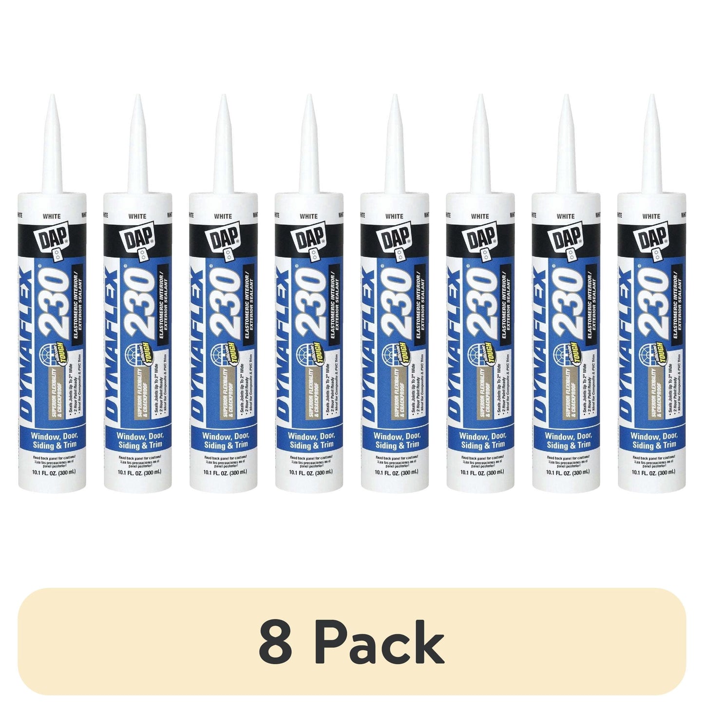 (8 pack) DAP Dynaflex 230 10.1 oz White Premium Latex Sealant Door and Trim