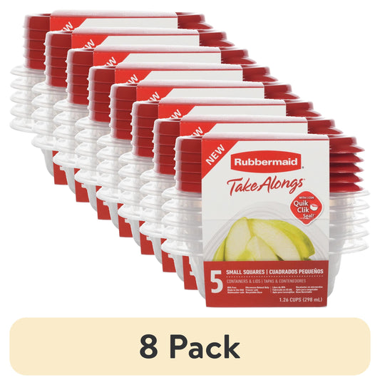 (8 pack) Rubbermaid TakeAlongs 1.26 Cup Food Storage Containers, Set of 5