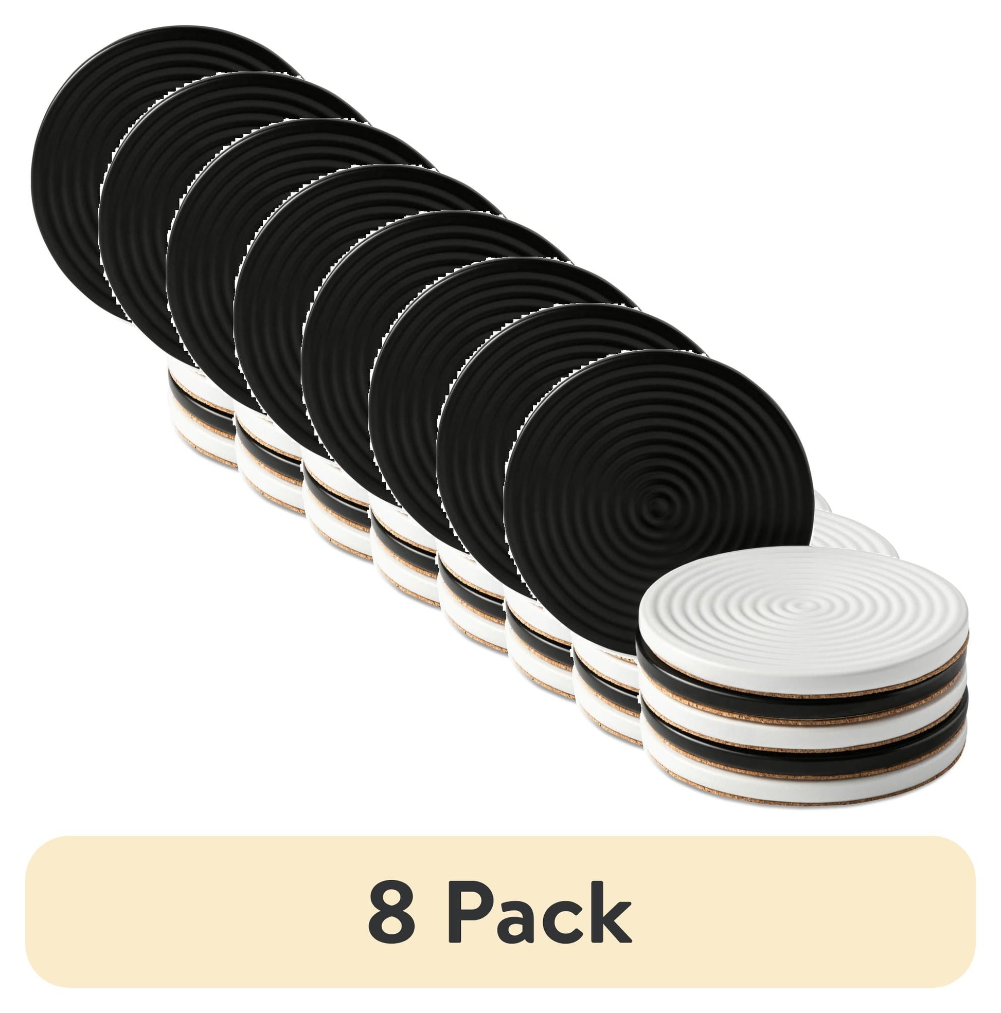 (8 pack) Thyme & Table 6 pack Ceramic Ribbed Coaster Set, Black