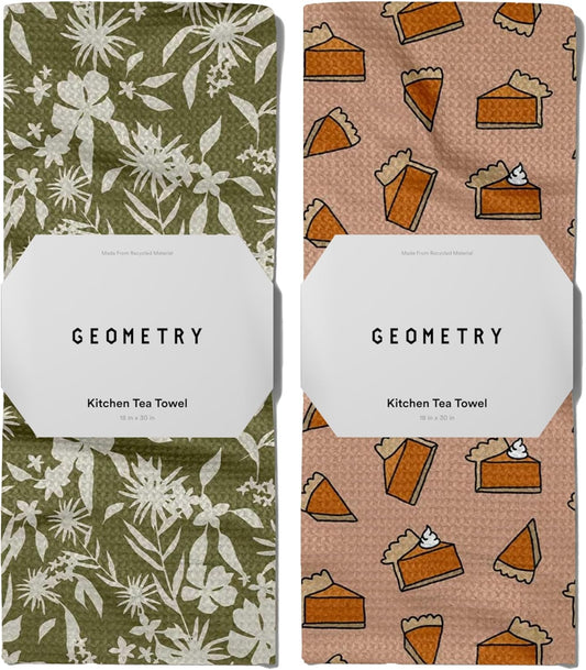 GEOMETRY Kitchen Towels - Quick Dry Microfiber Cloth Dish Towels for Kitchen Drying - Premium Quick Dry Towel - Fall Delight, 18" x 30" - 2 Pieces