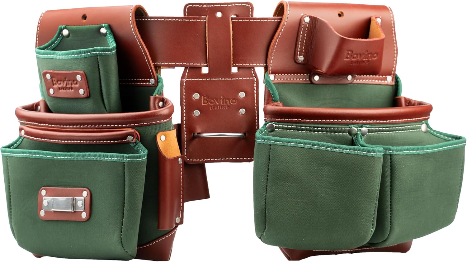 Nylon and Leather Tool Belt | 21-Pockets, Heavy-Duty Framers Belt | Tool Pouches & Hammer Holder | Full-Grain Leather | Work Belt for Carpenters | Roofers | Drywall | Electricians