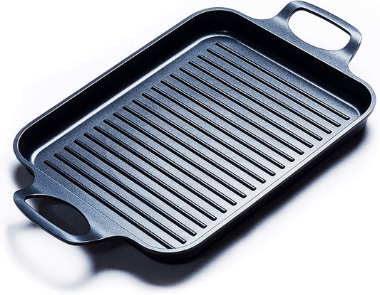 S·KITCHN Nonstick Grill Pan, Induction Stove Top Grill Plate, Glass Grilling Pan for Indoor, Gas Range Grill Panel\/Skillet