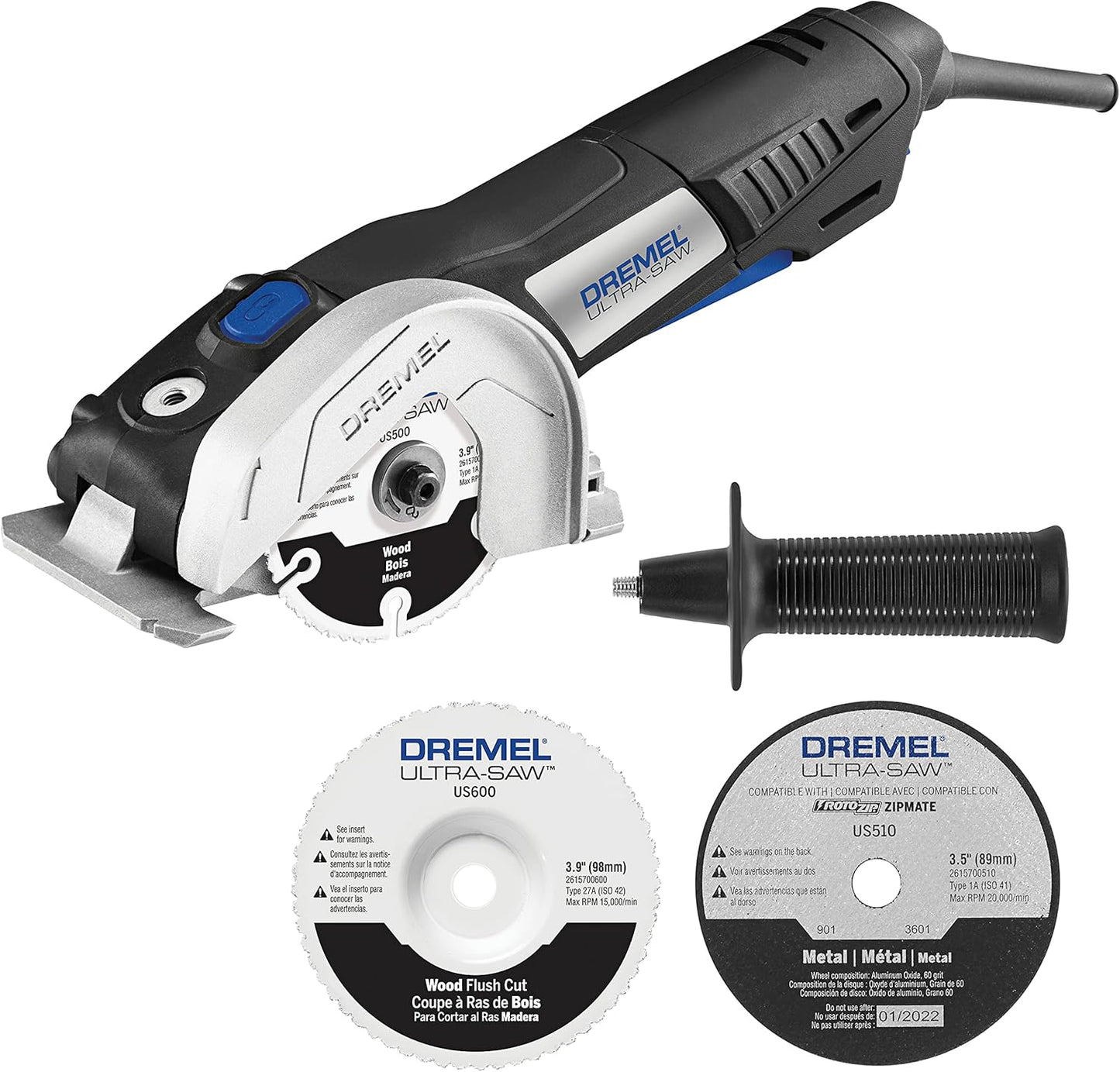 Dremel US40 Ultra-Saw Corded Compact Saw Tool Kit with 3 Cutting Wheels and Auxiliary Handle