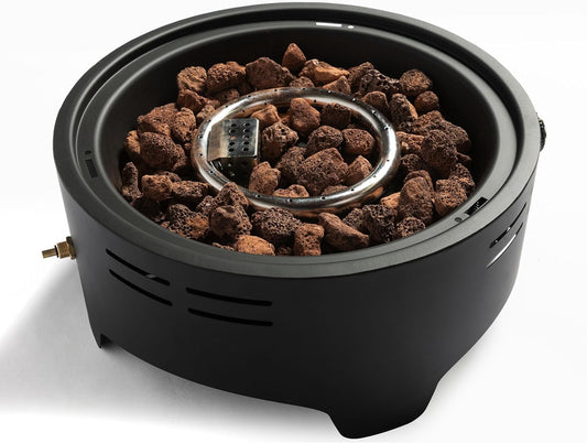 15 Inch Tabletop Propane Fire Pit, Portable Mini Fireplace with Wind Guard, 40000 BTU Metal Fire Pit with Glass Rocks & Cover for Patio, Camping