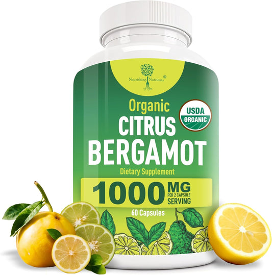 Organic Citrus Bergamot Supplement - Only USDA, Cardiologist Formulated with 200+ Scientific Studies -1000mg - Patented Extract, Heart, Cholesterol, & Lipid - Italian Bergamot High Polyphenols 60caps