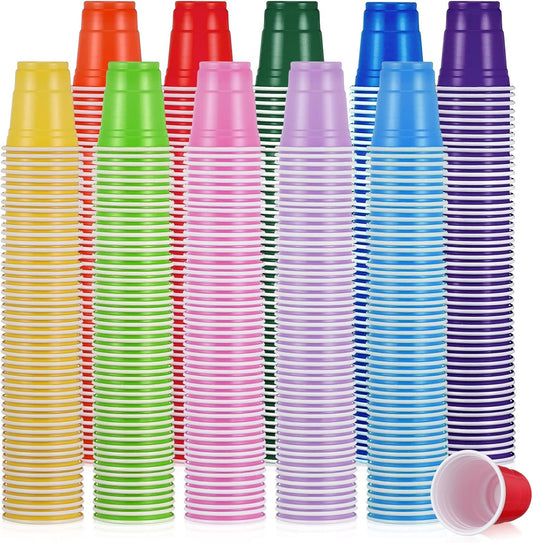 1000 Packs Plastic Shot Glasses 2oz/ 60ml Disposable Shot Glasses Bulk Assorted Party Cup for Kids Birthday Wedding Restaurant Kitchen BBQ Picnic Camping Daily Life,10 Color