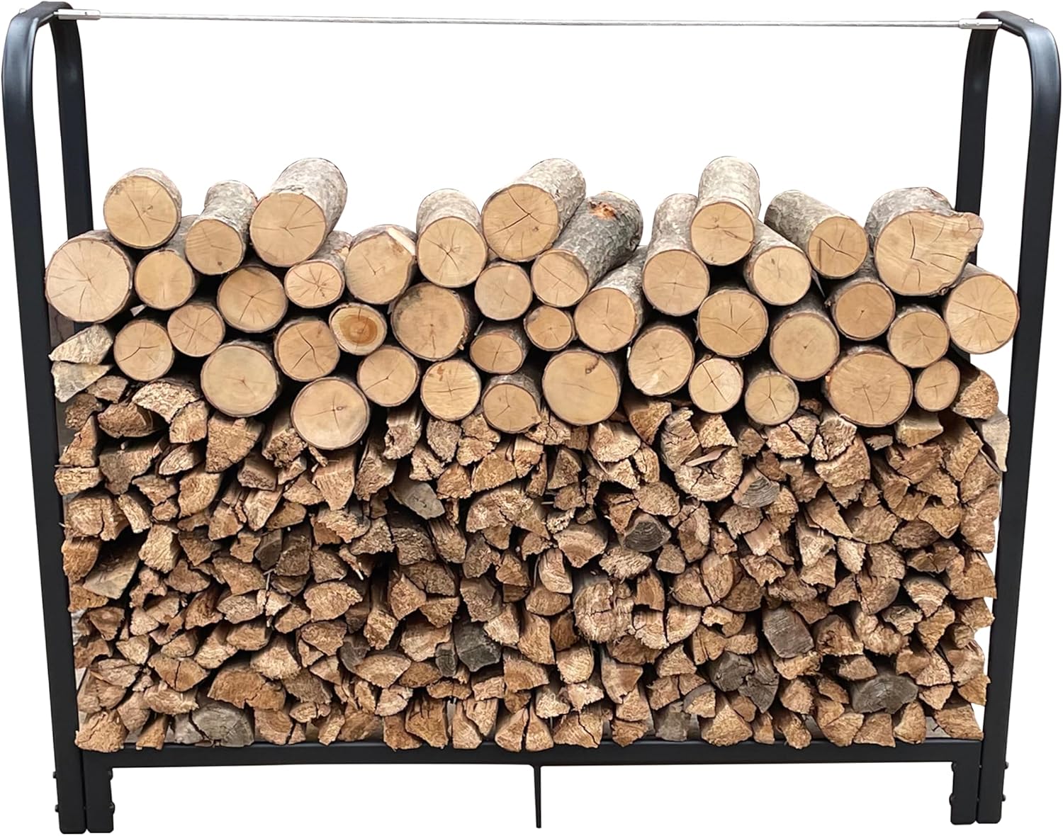 Heavy-Duty 4ft Firewood Rack Stand - Outdoor & Indoor Metal Log Holder for Fireplace - Rustproof Tubular Steel Wood Pile Storage Organizer with High Capacity & Stability