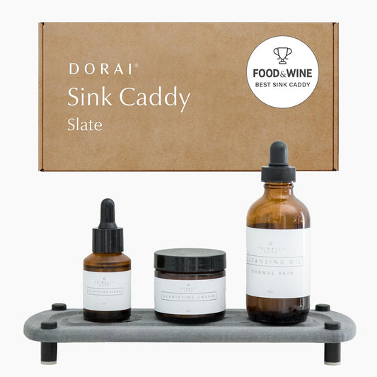 Dorai Home Sink Caddy \u2013 Water-Absorbing Stone Tray for Sink, Stainless Steel Feet, Fast-Drying, Slate