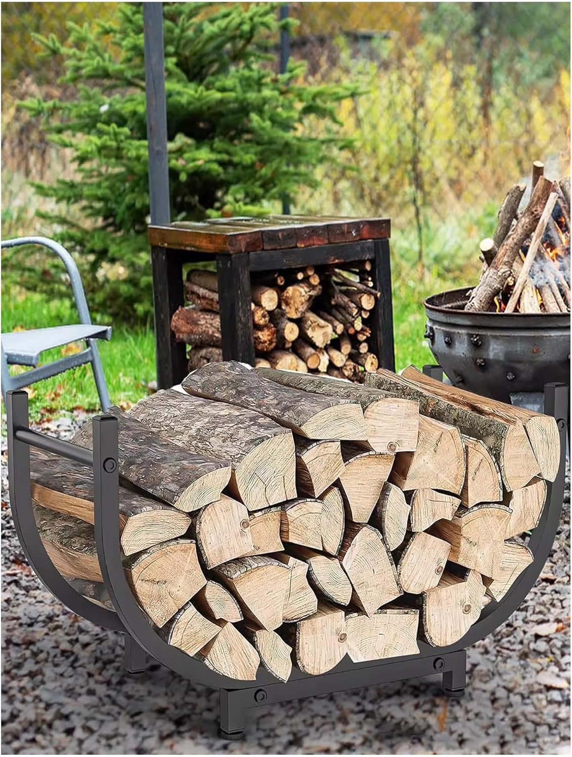 Firewood Rack Outdoor 30in，Indoor Firewood Storage and Firewood Rustproof Holder，Stable Log Holder and Fireplace Decor Organizer