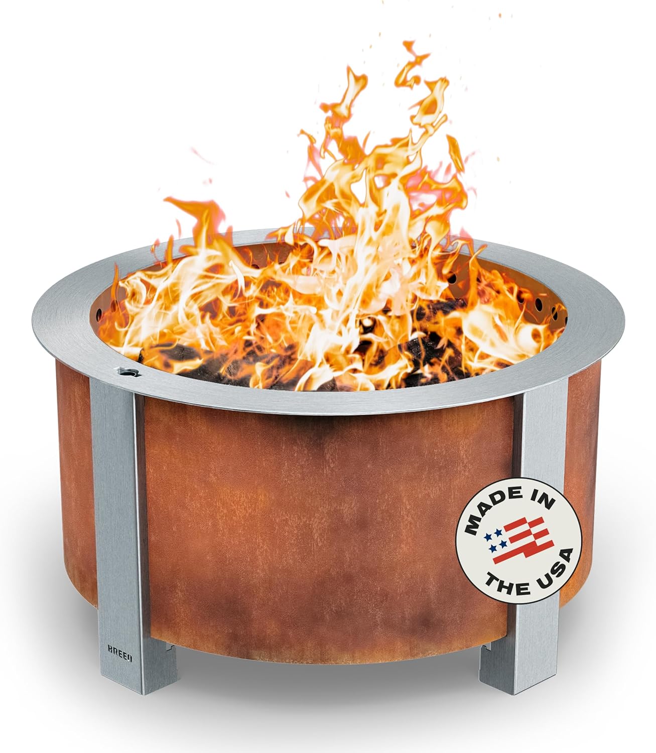 Breeo Smokeless Fire Pit (X Series 24, Corten Steel) | 27.5 inch Smokeless Firepit for Outside | 62 Pounds | Ideal for Families Compatible with Wide Range of Breeo Accessories