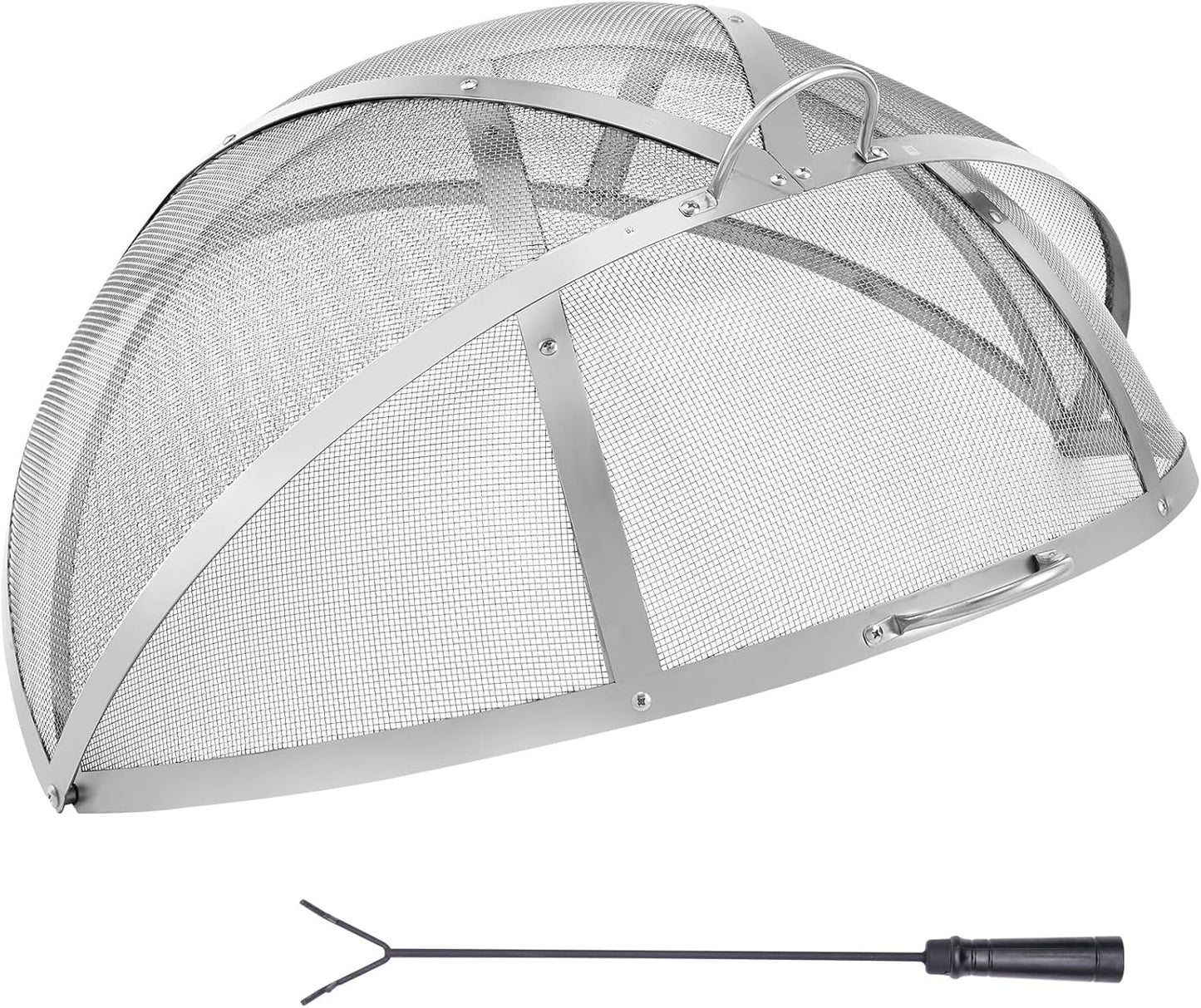 Firepit Spark Screen Lid, Outdoor Firepit Ring Cover Round Accessories, Fire Pit Metal Cover, Easy-Opening Stainless Steel Fire Ring Covers for Outdoor Patio Fire Pits Backyard (40 in)