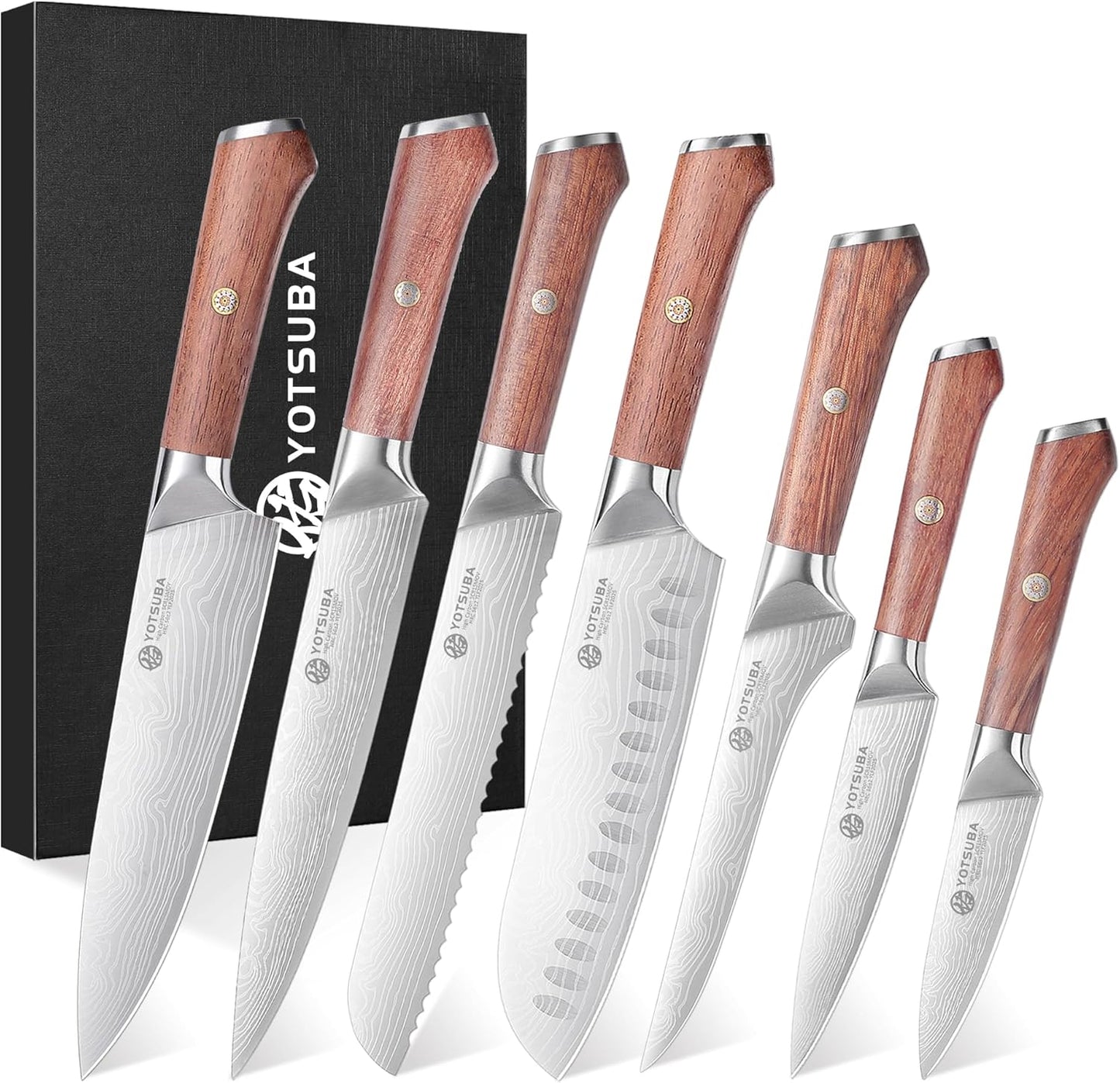YOTSUBA Kitchen Knife Set, 7PCS Kitchen Knives Set High Carbon Stainless Steel Sharp Knife, Knives Set for Kitchen with Ergonomic Handle