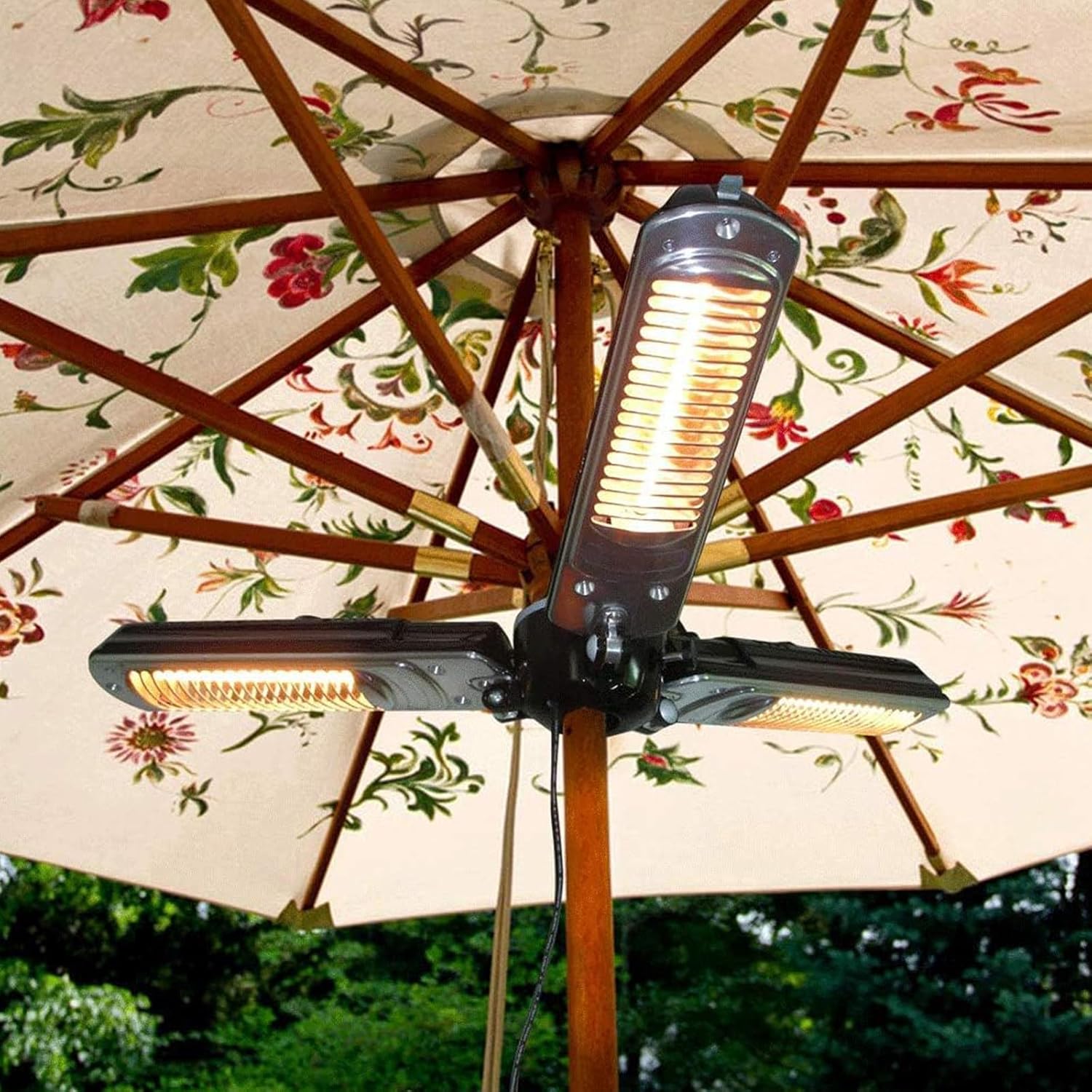 Outdoor Patio Heater, Household Electric Umbrella Heater/Three-Speed Heating Mode Adjustable/500W-1500W Power
