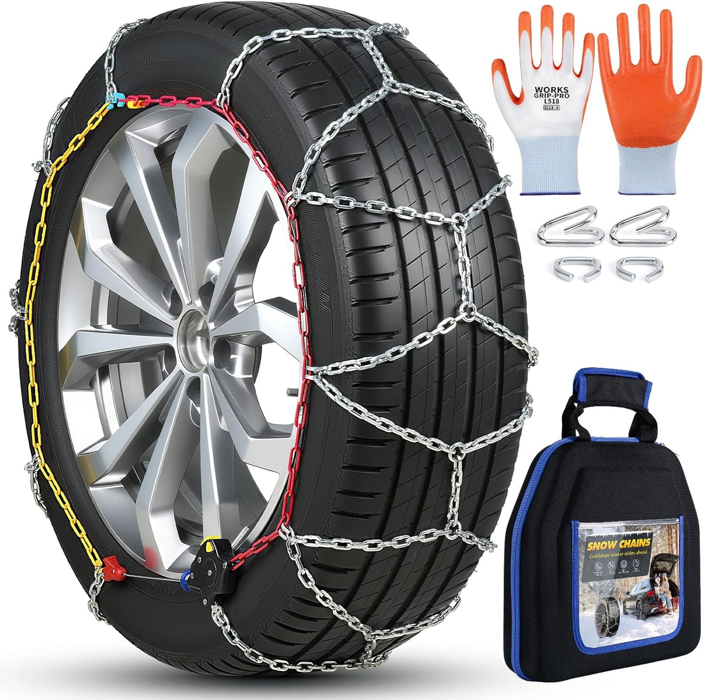 Auto-Trac Snow Chains for Car Tires Passenger Emergency Tire Chains for SUV and Car