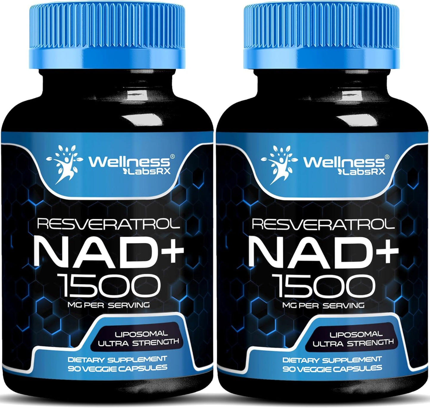 WELLNESS LABSRX NAD Supplement, 1500mg - Liposomal NAD+ Supplement with Resveratrol, NAD Plus Boosting - Support Cellular Health, Stamina & Healthy Aging - Ultra Strength Capsules, USA Made - 2 Pack