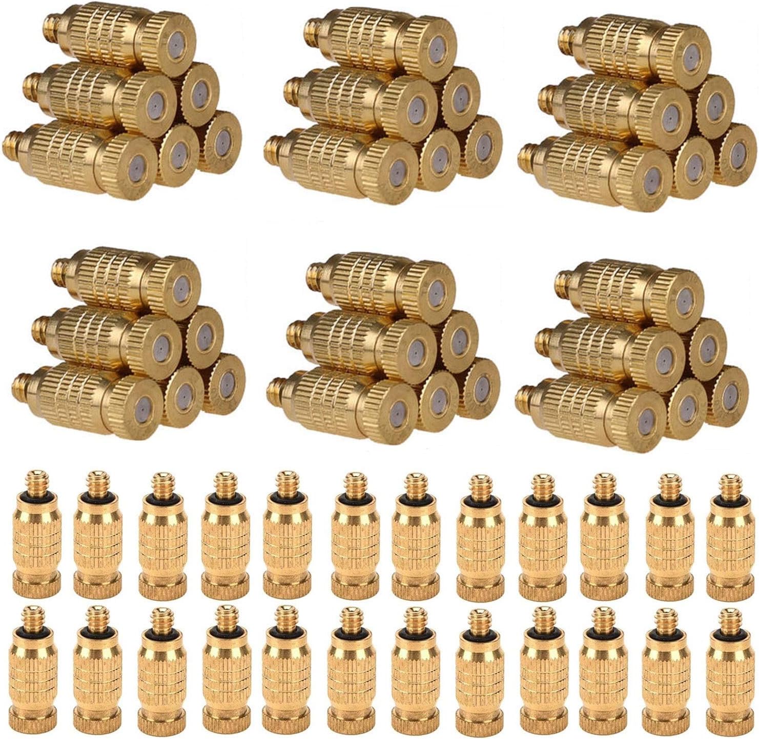 Pfeilzieher 60pcs high Pressure Brass Mister Nozzle misting nozzles for Outdoor Cooling System atomizing misting Sprayer Fog nozzles for Garden humidification Landscaping dust Control Size 0 15mm