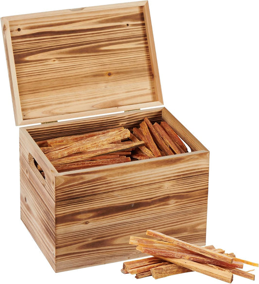YJSPSSW Fatwood Fire Starter Sticks with Wooden Box \u2013 100% Natural Pine Kindling for Campfire, Stove, Fireplace, Bonfires, Grill(15LBS with BOX)