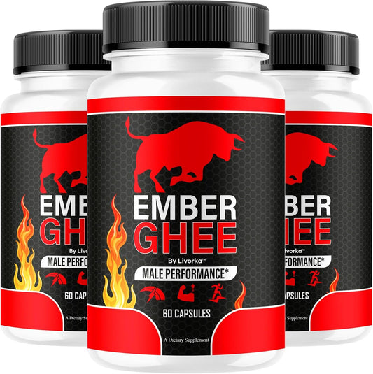 (3 Pack) Ember Ghee Pills for Men - Official Ember Ghee Supplement Suppport Capsules Premium All Natural, EmberGhee Maximum Strenght Multivitamin Pills Advanced Formula, 180 Capsules for 3 Months