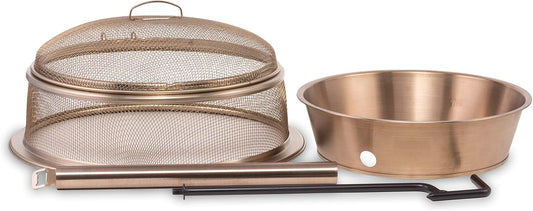 TIKI Patio & Celebration Fire Pit Heat Deflector & Screen with Poker \u2013 Outdoor Fire Pit Accessories for More Warmth & Safety \u2013 Spark Protector & Ember Guard for Even Heat Distribution, Metal