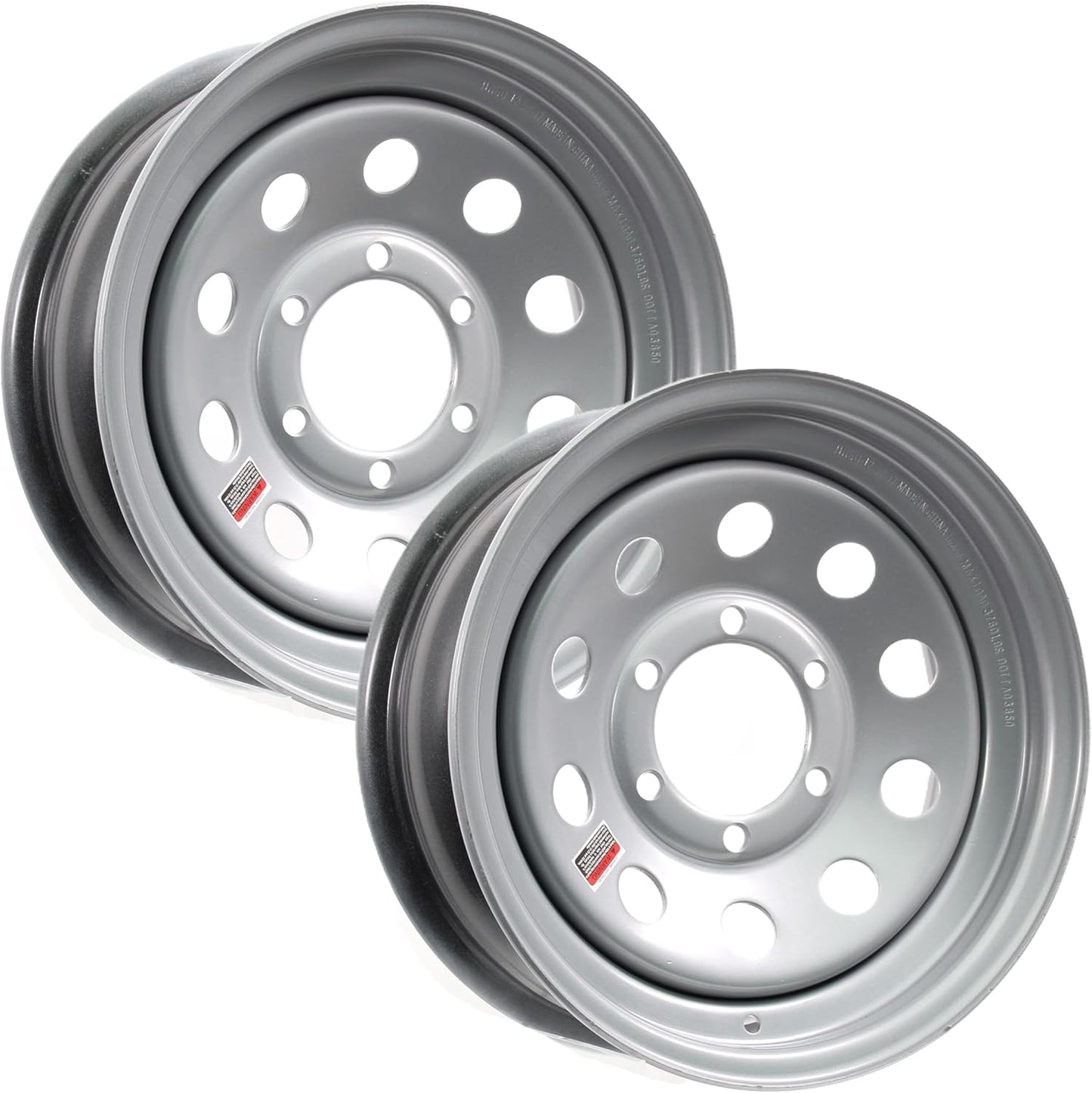 eCustomrim 2-Pack Trailer Rim Wheel 15X6 15" 6 Lug On 5.5" Center Silver Modular
