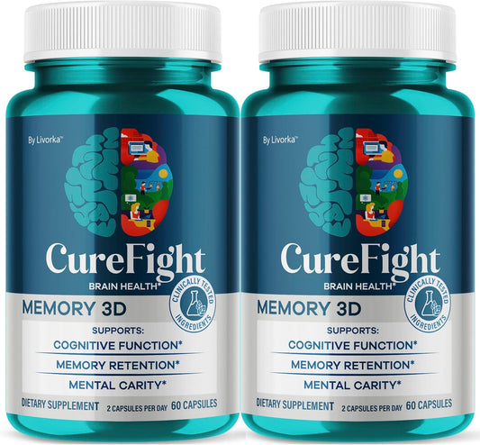 (2 Pack) Cure Fight for Memory 3D Capsules - Official CureFight Brain Health Supplement Pills, Natural Advanced Formula Cognitive Function for Overall Health & Wellness, 120 Capsules for 2 Months