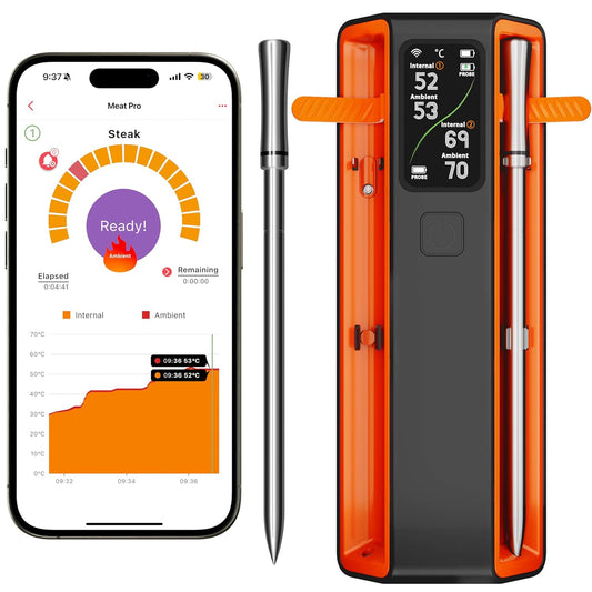 Smart Bluetooth Wireless Meat Thermometer Digital,2 Pcs Probe & LCD Screen for Grill,BBQ,Smoker,Air Fryer,Kitchen, Oven,Perfect for Turkey,Steak,Chicken