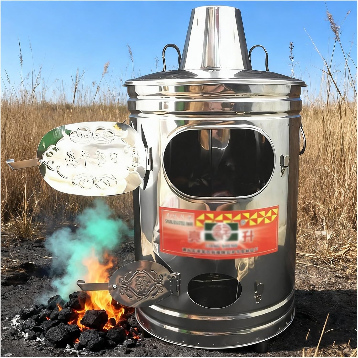 Stainless Steel Incinerator Portable Burning Burns Outdoor Trash Paper Scraps Yard Vent Door Design Garden Burner(44x66cm\/17.3x25.9\u201D)