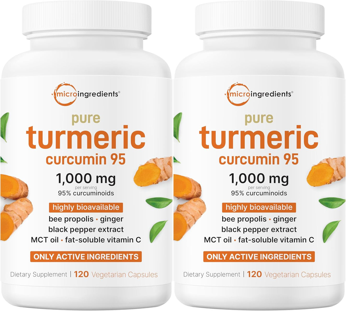 Micro Ingredients Turmeric Curcumin Supplement 1,000mg, 240 Veggie Capsules | 95% Curcuminoids with Bee Propolis, MCT Oil, Vitamin C & Black Pepper | Enhanced Absorption | Vegan, Non-GMO, Filler Free