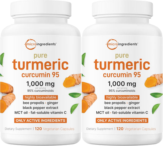 Micro Ingredients Turmeric Curcumin Supplement 1,000mg, 240 Veggie Capsules | 95% Curcuminoids with Bee Propolis, MCT Oil, Vitamin C & Black Pepper | Enhanced Absorption | Vegan, Non-GMO, Filler Free